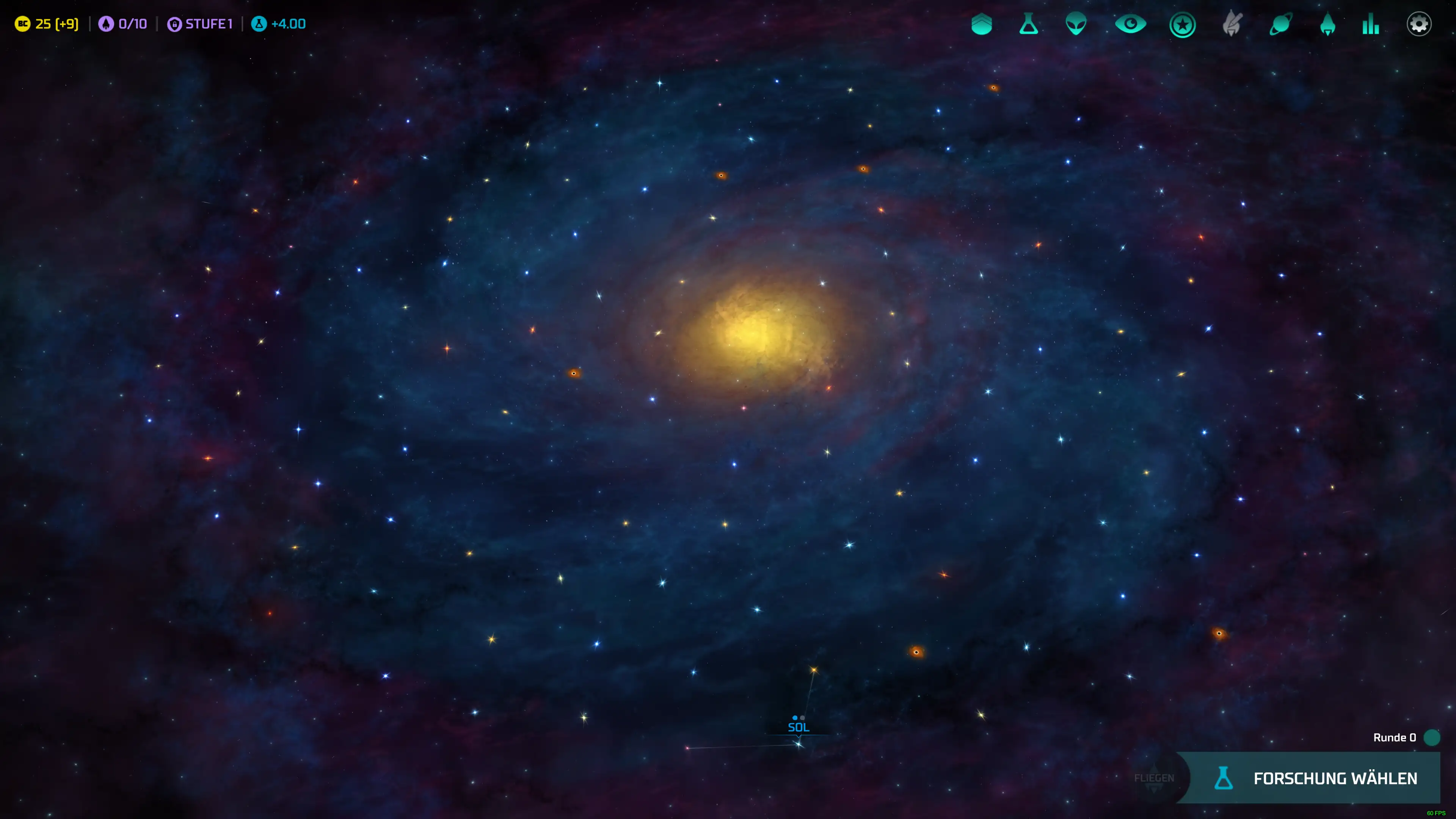 Die Galaxiekarte.. noch recht leer Bild: Die Galaxiekarte.. noch recht leer