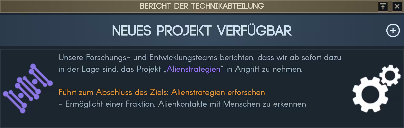 Neues Projekt: Alienstrategien erforschen Bild: Neues Projekt: Alienstrategien erforschen