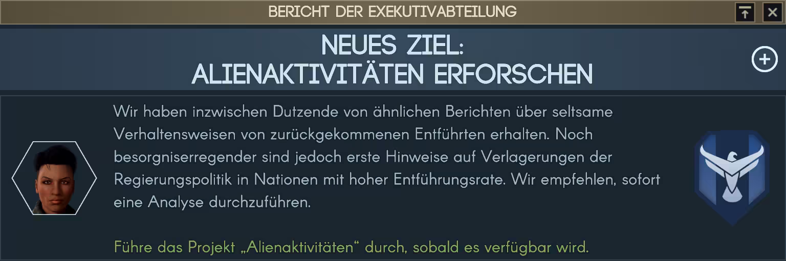 Neues Ziel: Alienaktivitäten erforschen Bild: Neues Ziel: Alienaktivitäten erforschen