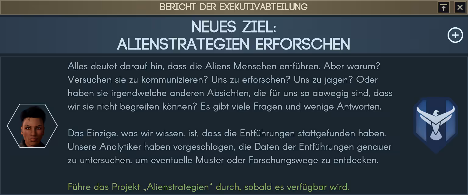 Neues Ziel: Alienstrategien erforschen Bild: Neues Ziel: Alienstrategien erforschen