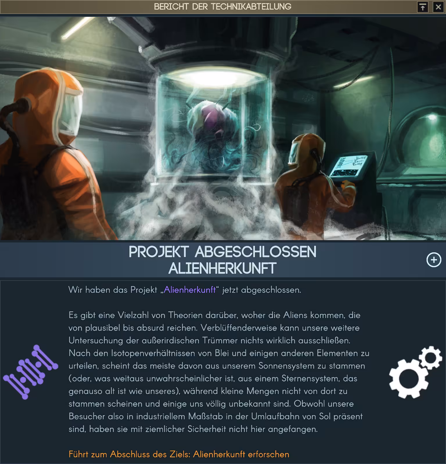 Projekt abgeschlossen: Alienherkunft Bild: Projekt abgeschlossen: Alienherkunft