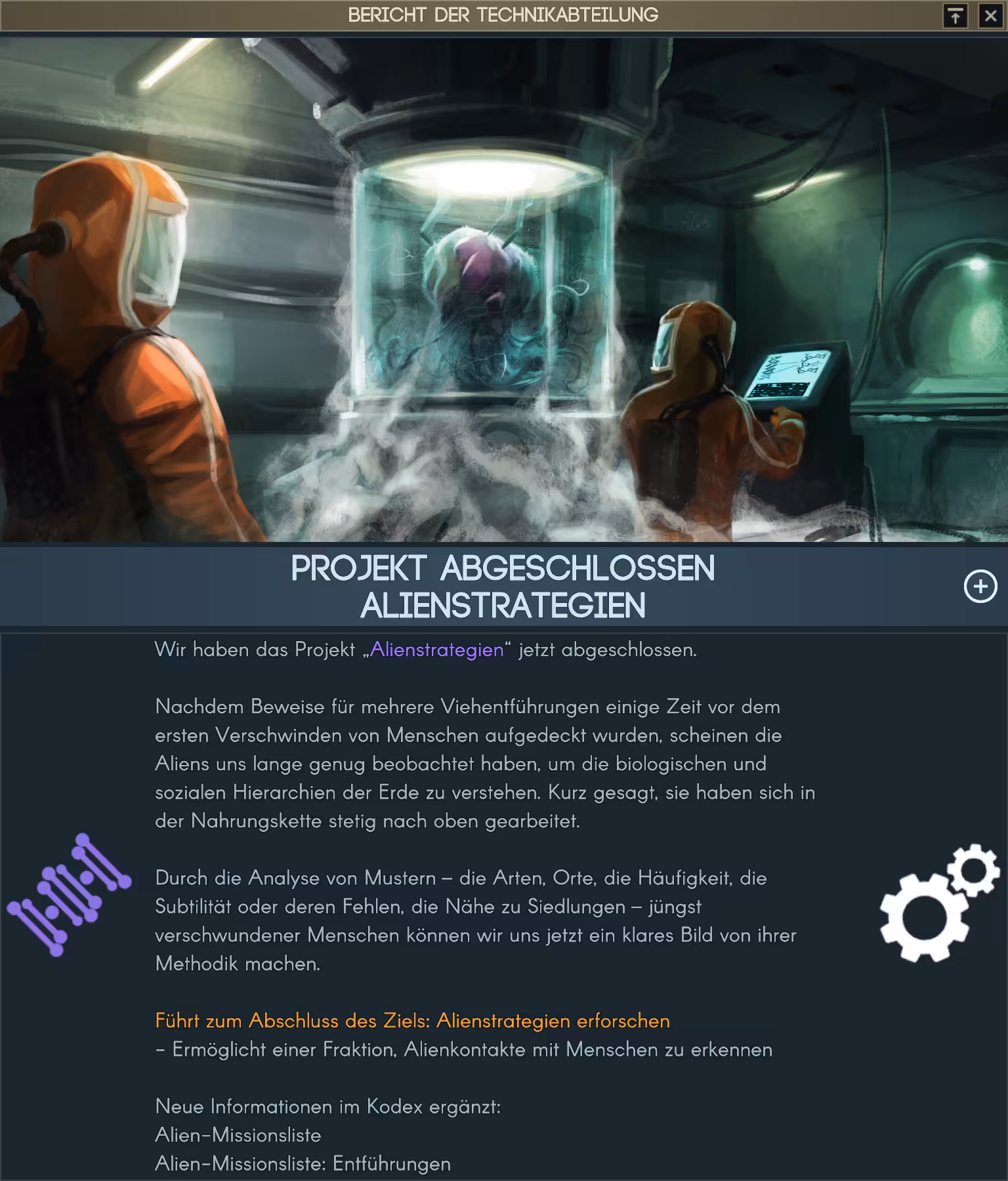 Projekt abgeschlossen: Alienstrategien Bild: Projekt abgeschlossen: Alienstrategien