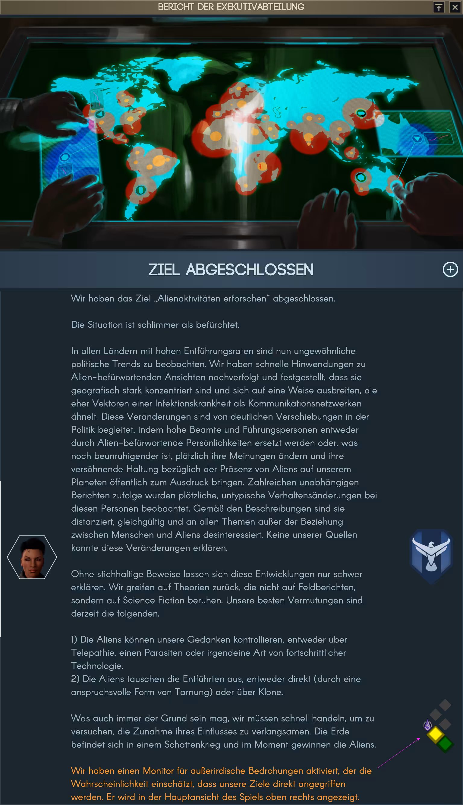 Ziel Alienaktivitäten erforschen ABGESCHLOSSEN! Bild: Ziel Alienaktivitäten erforschen ABGESCHLOSSEN!